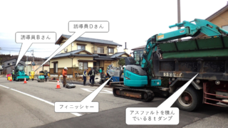 住宅街の工事で安全誘導